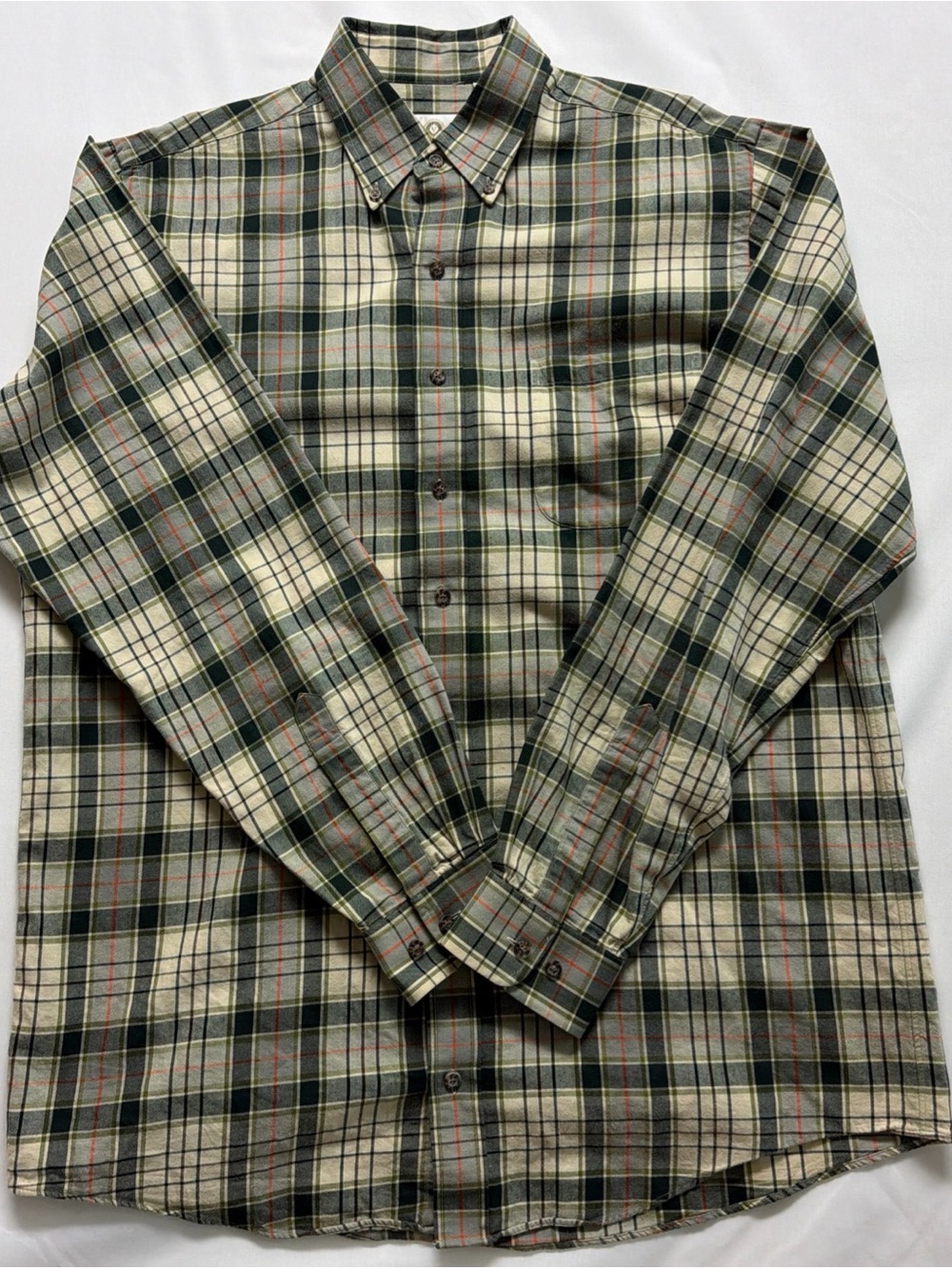 Viyella Men's Large Tall Green Brown Plaid Button Down Shirt Classic Casual